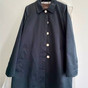 Coach Black Trench Coat with White Buttons